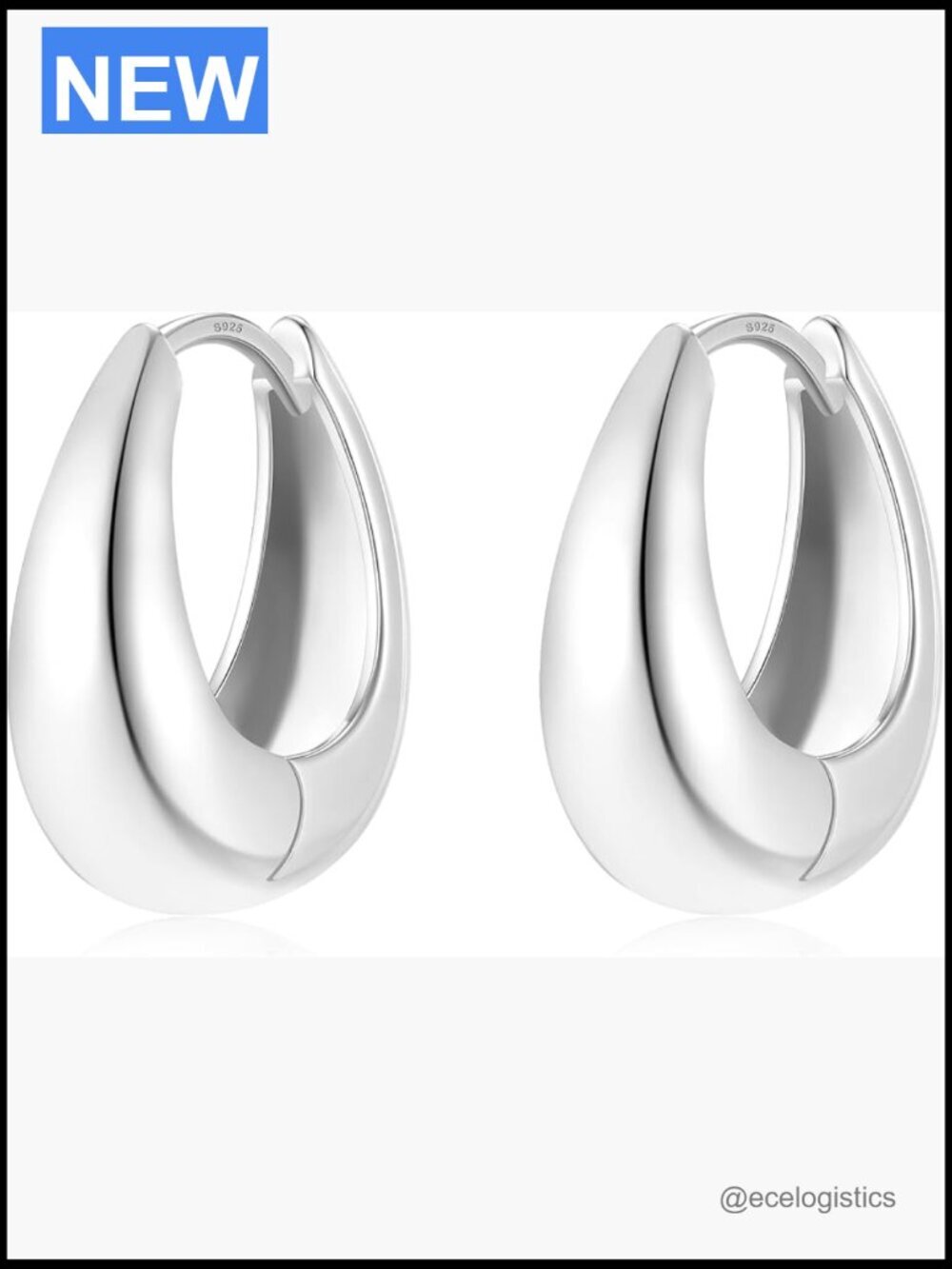 Trendy Small Chunky Hoops Teardrop Huggie Earrings for Women 925 Sterling